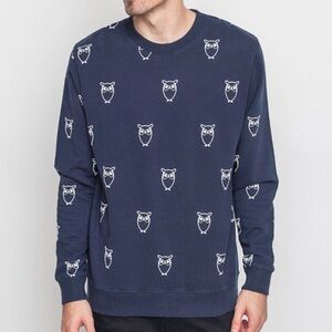 Knowledge Organic Cotton Apparel Sweatshirt Owl Print Navy